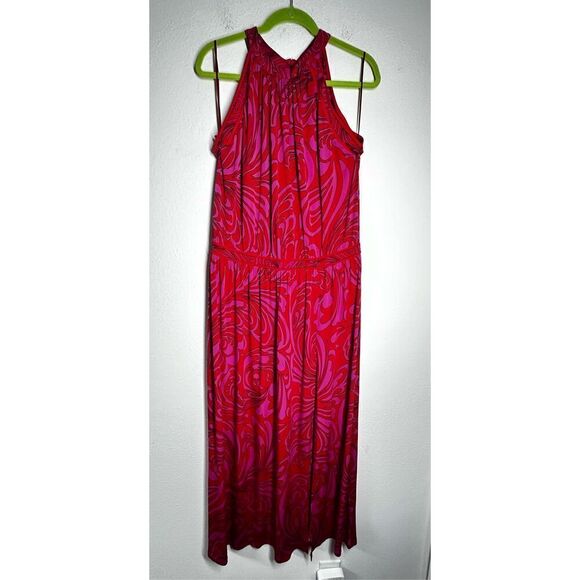 MICHAEL KORS Cynthia Paisley Halter Maxi Dress Radiant Pink Size 1X - Picture 5 of 16